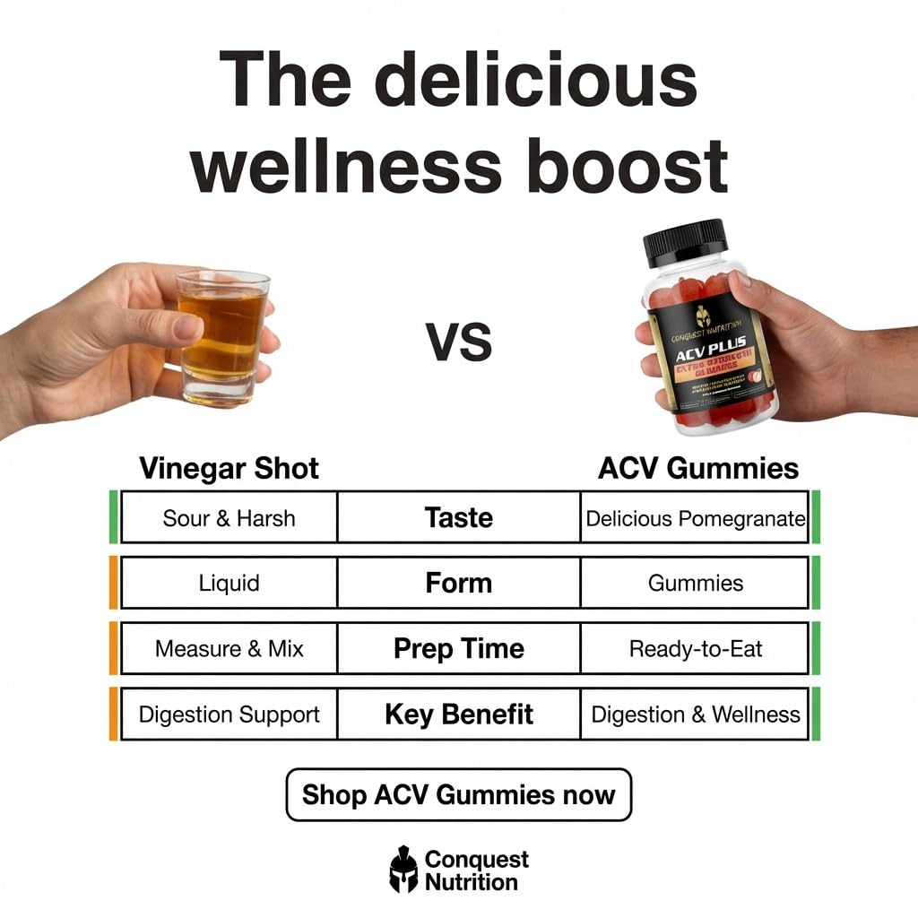 Conquest Nutrition ACV Plus 1000mg Apple Cider Vinegar Gummies, 60 Count