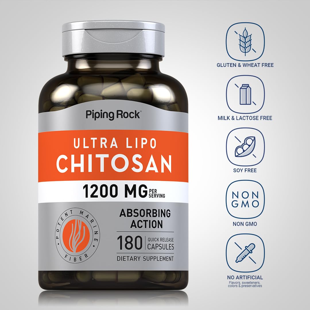 Piping Rock Chitosan Supplement 1200 mg Capsules, 180 Capsules