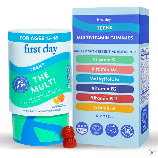 FIRST DAY Teen Multivitamin Capsules for Girls & Boys 12-17, 60 Count