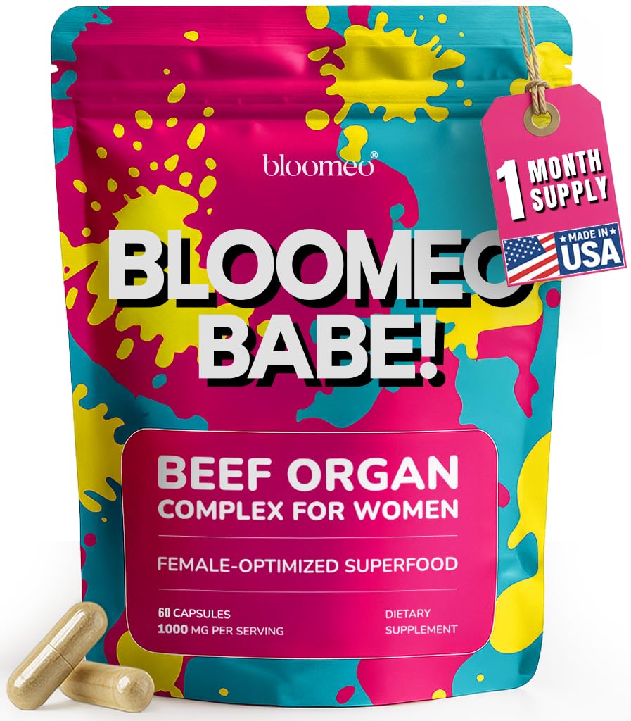 Bloomeo Beef Organ Supplement for Women Liver, Uterus, Ovary, Heart, Kidney Capsules 60 Count