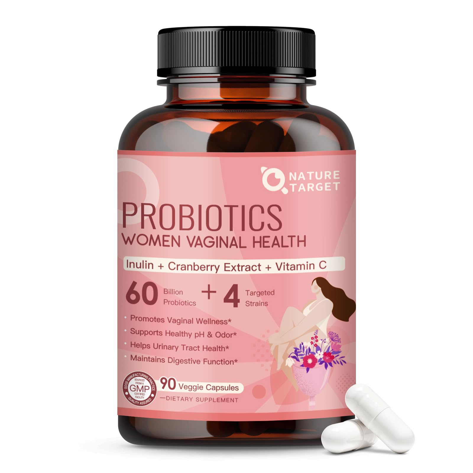 Nature Target Vaginal Probiotics for Women pH Balance 90 Capsules