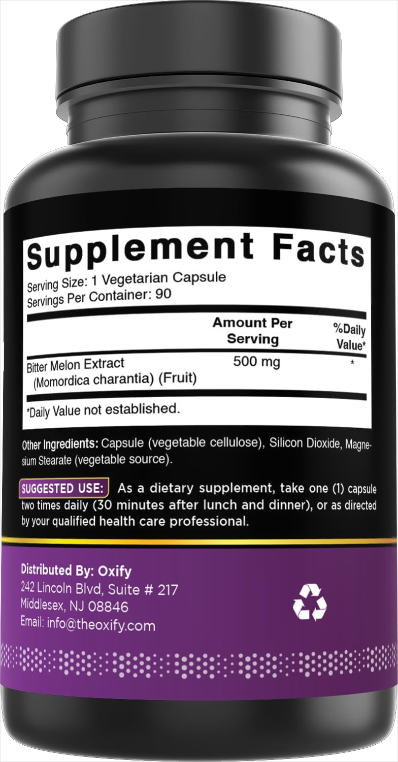 Oxify Bitter Melon 500 mg Capsules, 90 Count