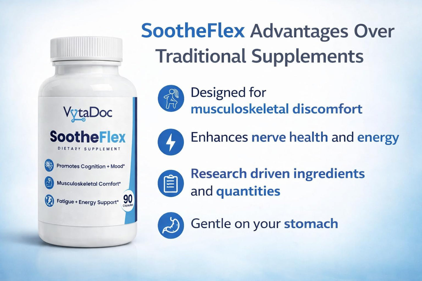 VytaDoc SootheFlex Women’s Energy, Mood & Joint Support with Gentle Iron Capsules, 90 Count