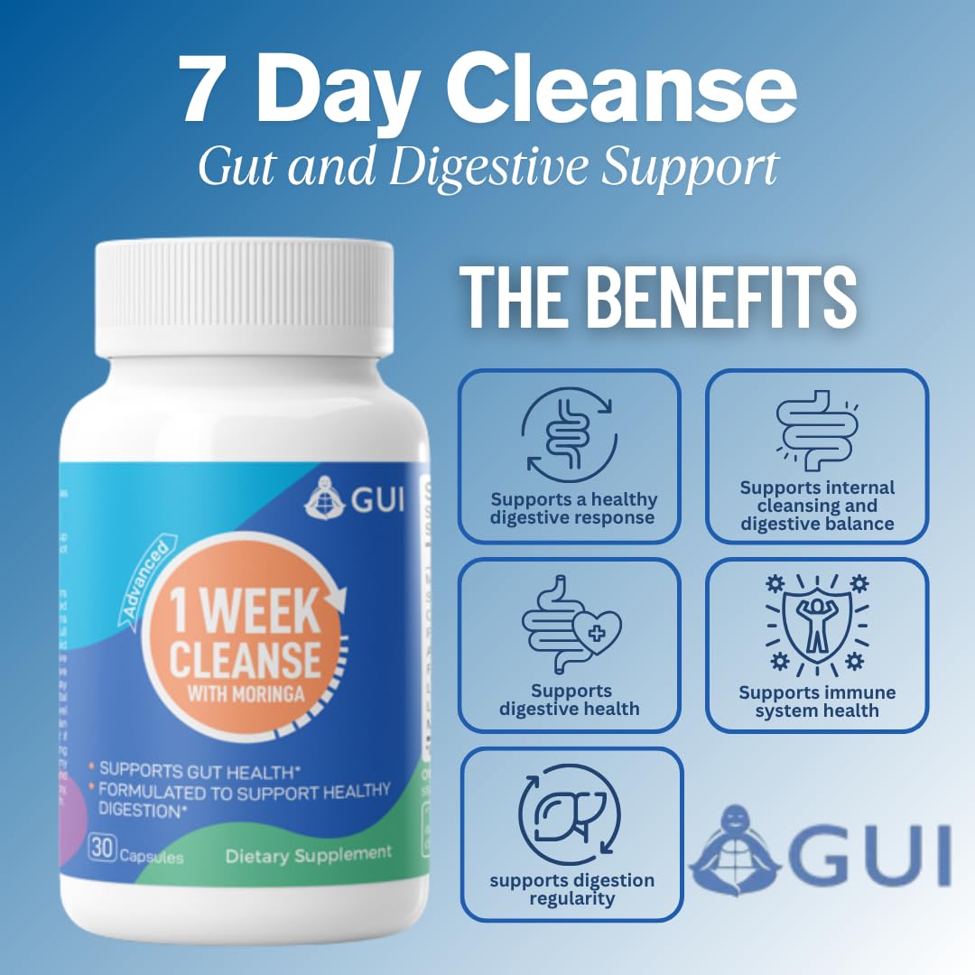 GUI Advanced 1 Week Cleanse with Moringa Advanced Gut & Colon Support 30 Capsules
