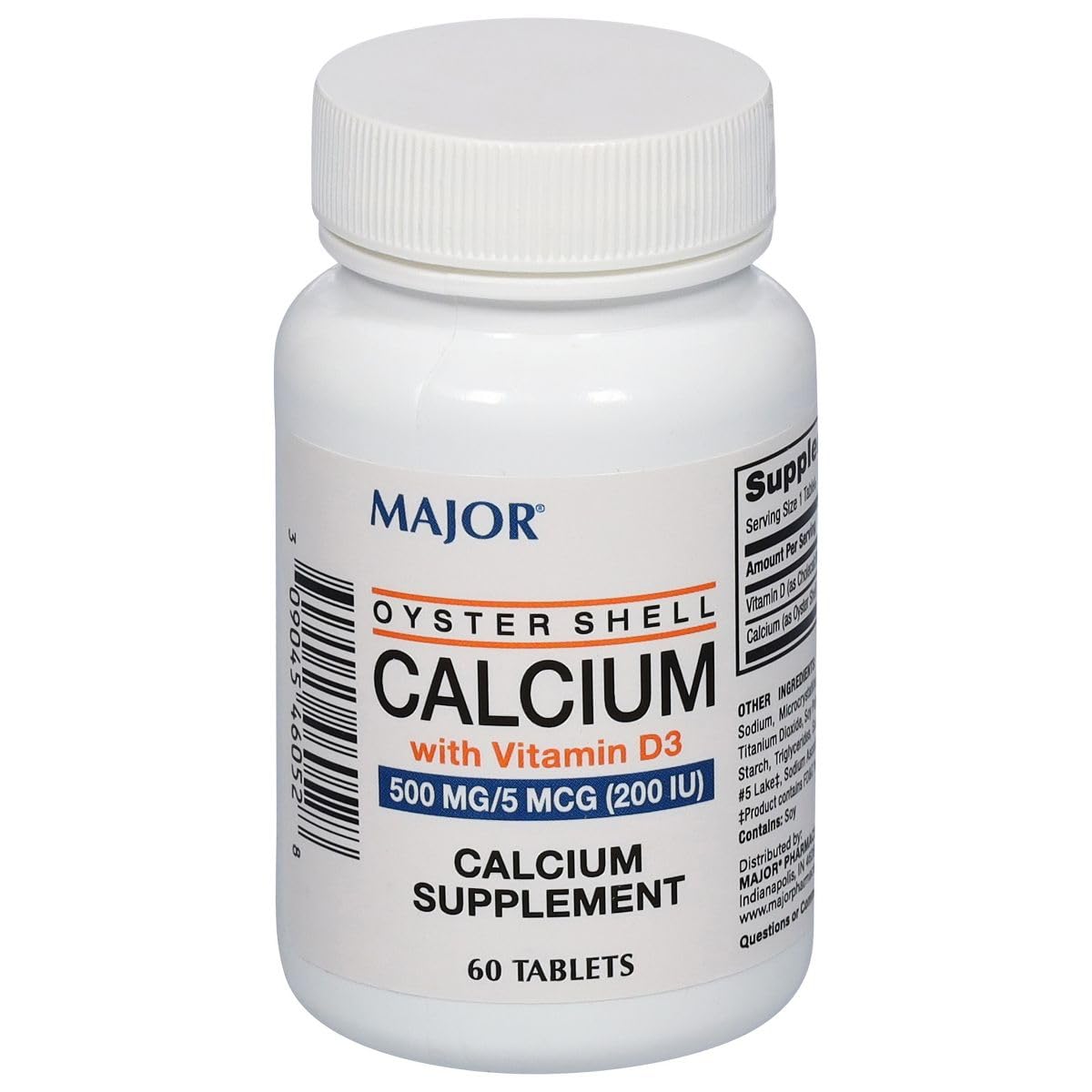 MAJOR Oyster Shell Calcium with Vitamin D3 500 mg / 5 mcg (200 IU), 60 Tablets