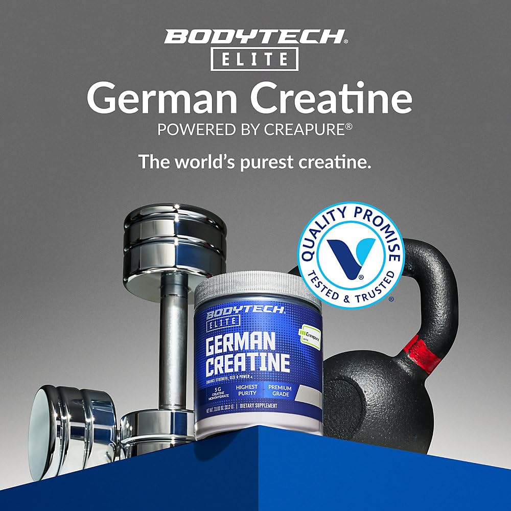 BodyTech Elite German Creatine with Creapure®, Creatine Monohydrate Powder, 60 Servings