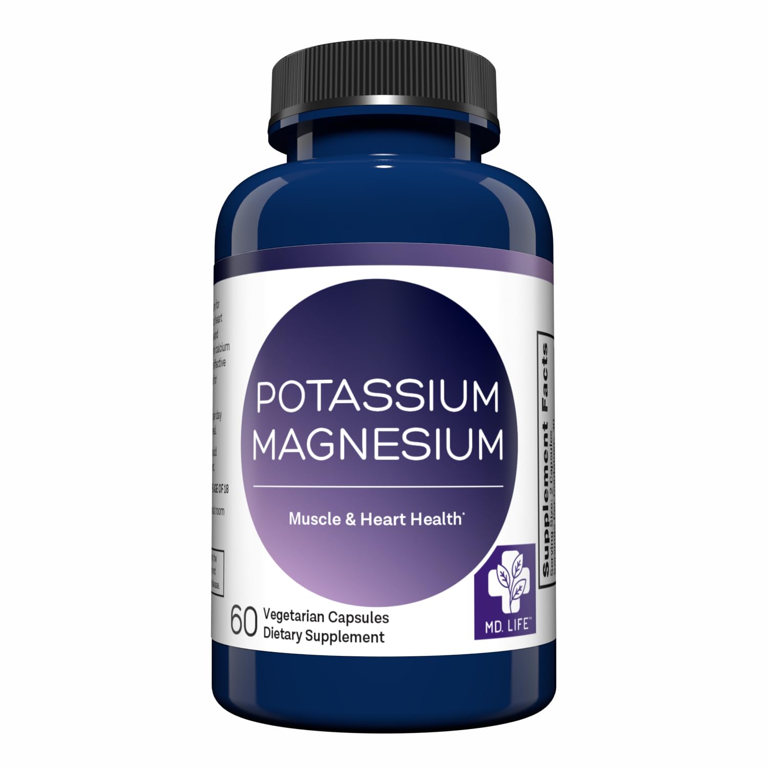 MD.LIFE Potassium Magnesium Supplement High Absorption Magnesium Complex Capsules, 60