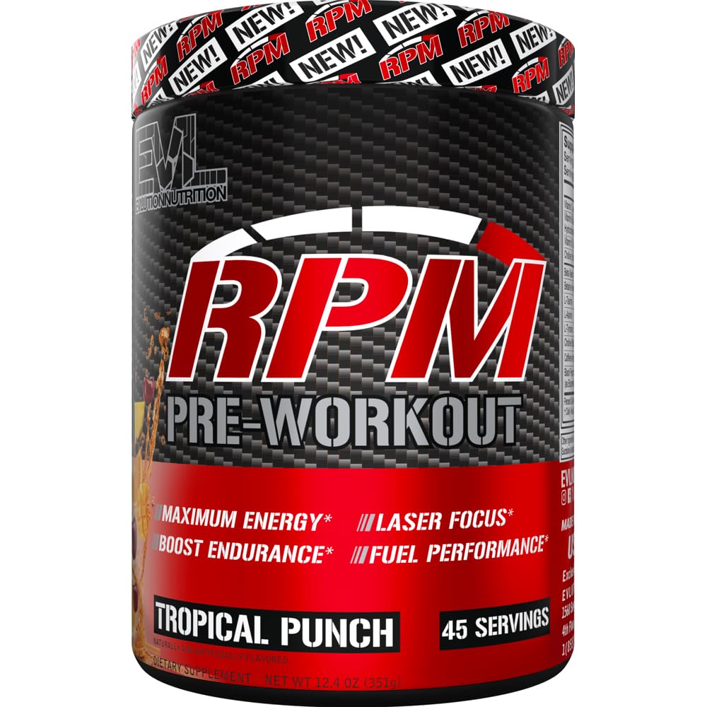 Evlution RPM Pre Workout Powder Tropical Punch 12.4 Ounce