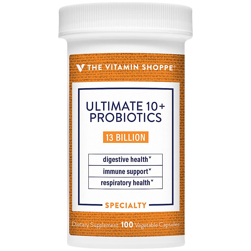 The Vitamin Shoppe Ultimate 10+ Probiotics 13 Billion CFUs, Digestive & Immune Support, Multi-Strain Probiotic Supplement for Men & Women, 100 Capsules