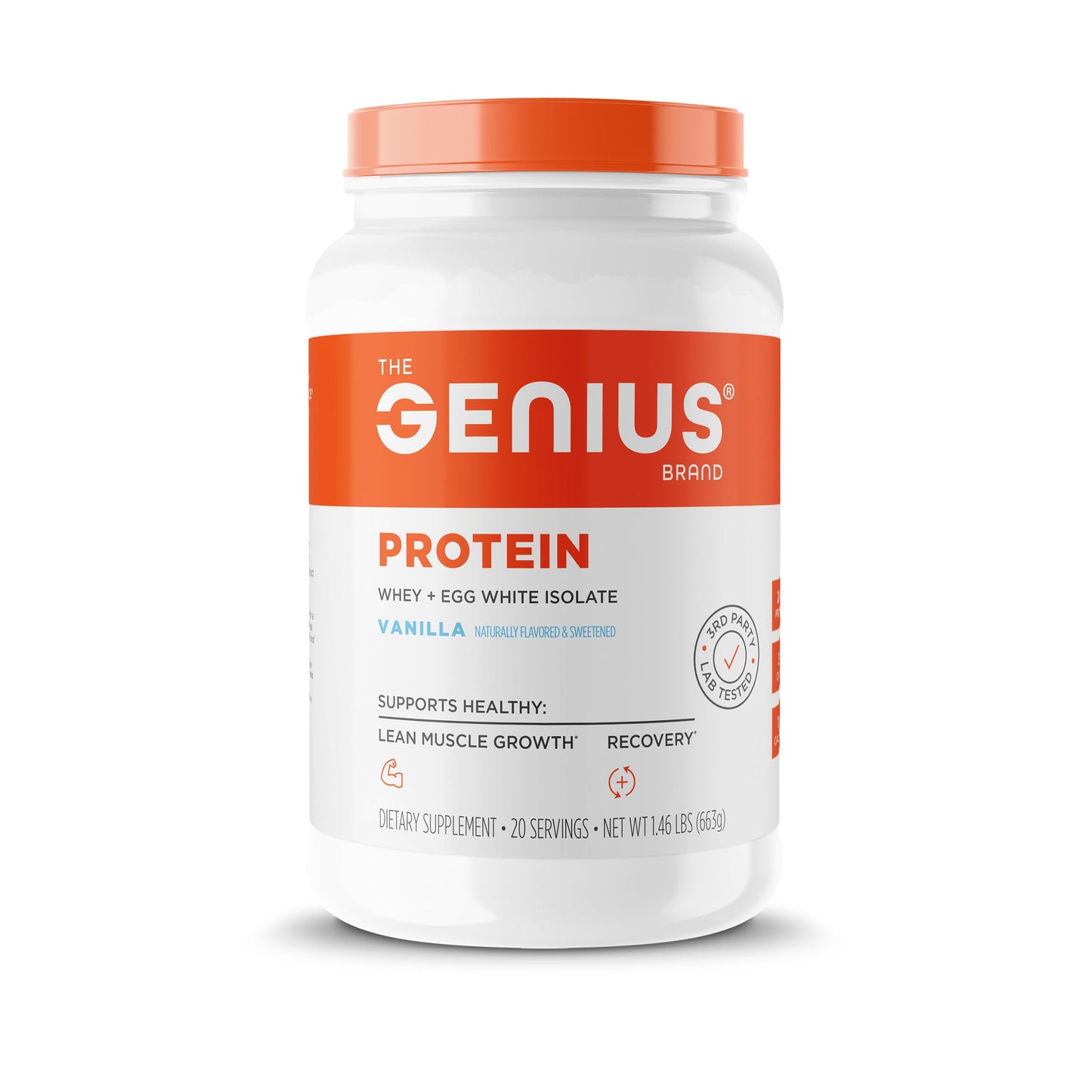 The Genius Brand Protein Powder, Whey Isolate & Egg White, Vanilla, 20 Servings