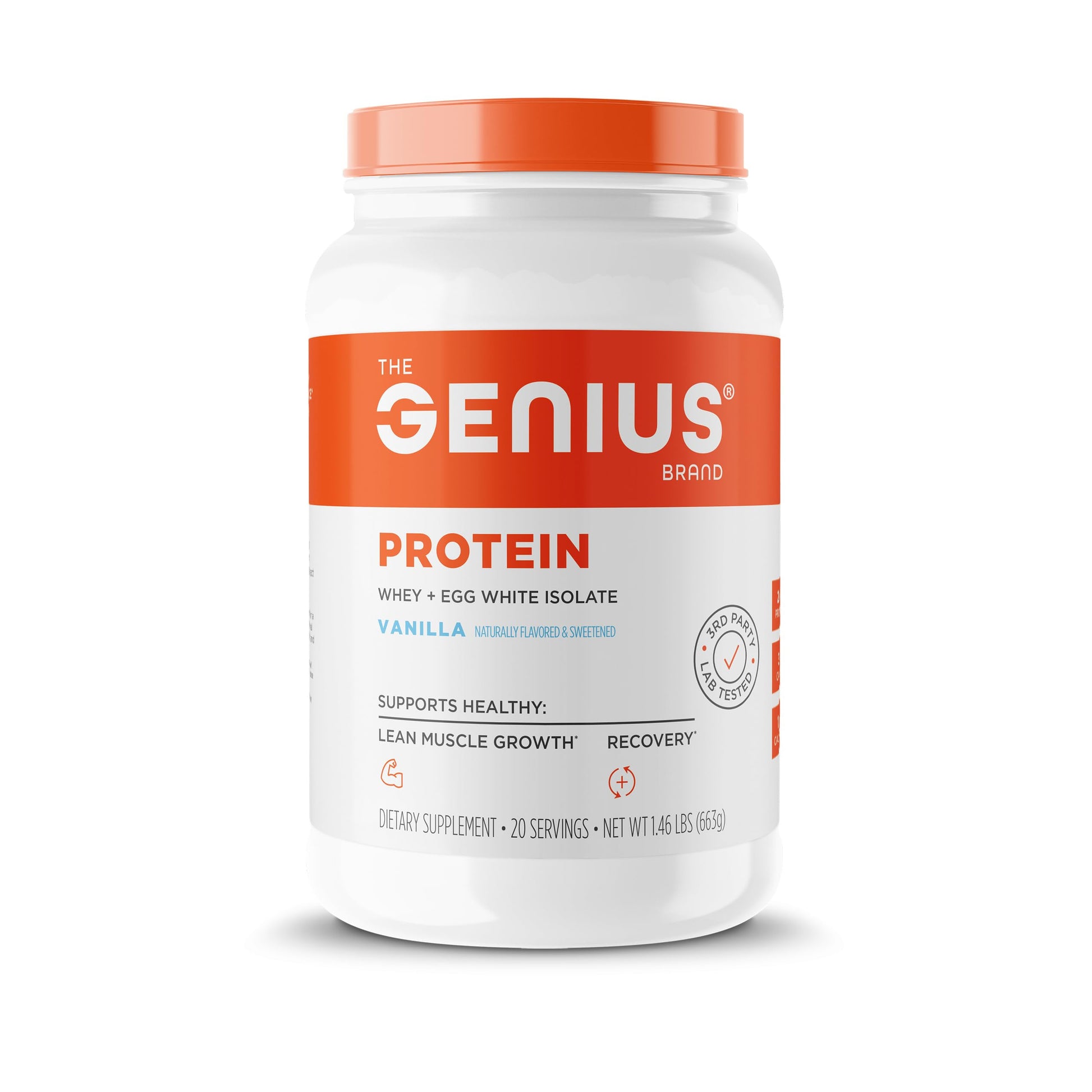 The Genius Brand Protein Powder, Whey Isolate & Egg White, Vanilla, 20 Servings