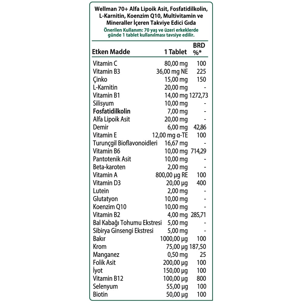 Wellman Tablets Wellman 70+ Tablet, 70 Tablets