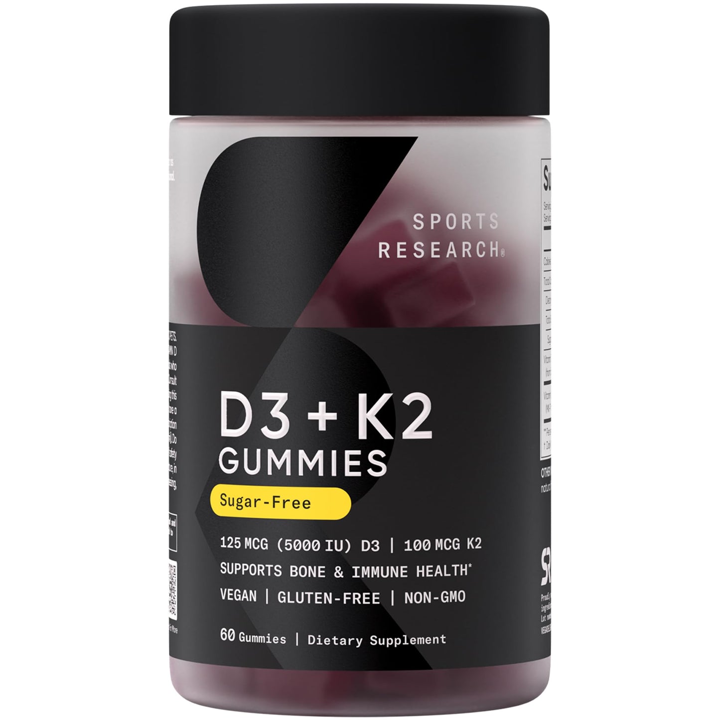 Sports Research Vegan Vitamin D3 + K2 Sugar-Free Gummies 60 Count