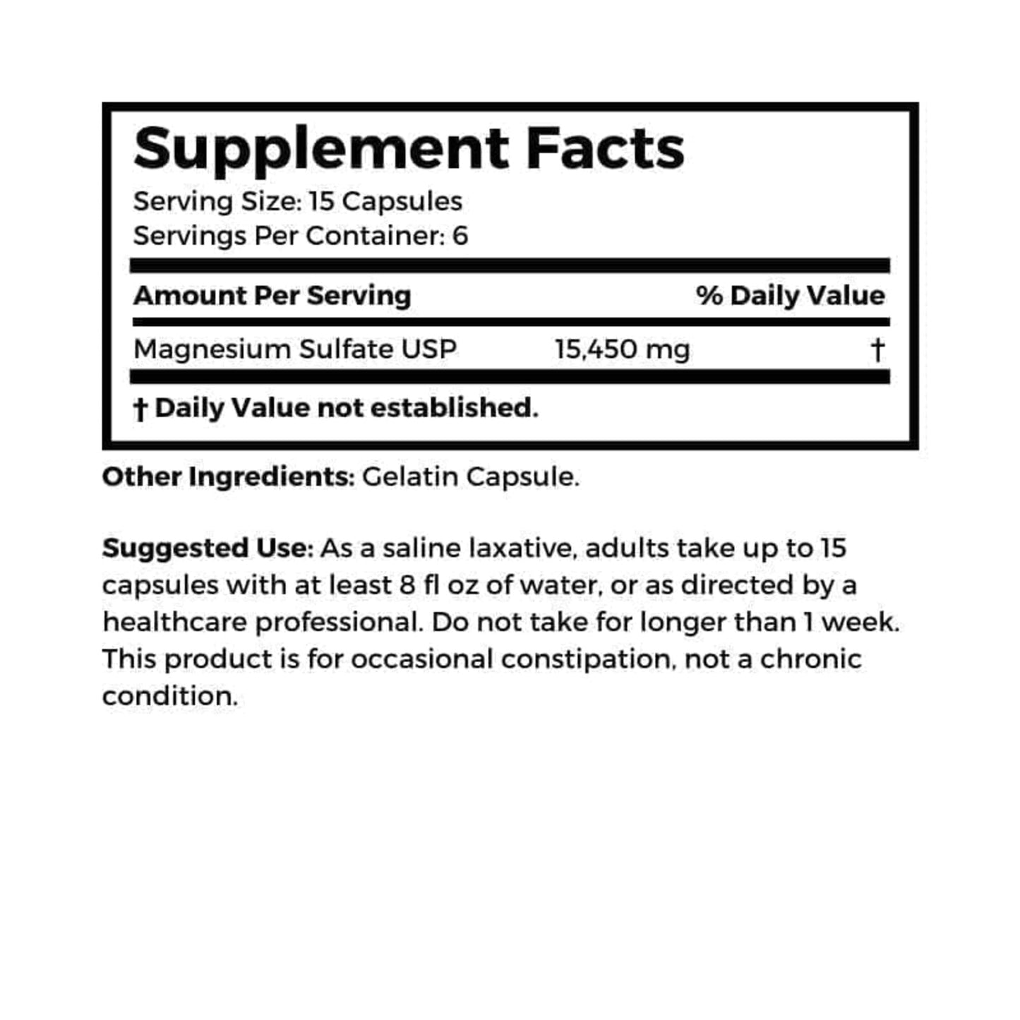 Dr Clark Store Magnesium Sulfate USP (Epsom Salt) 1030mg Capsules, 100 Count