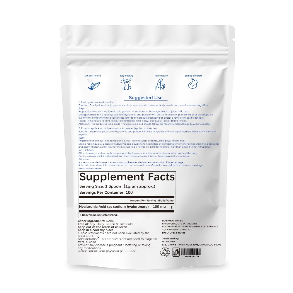 ESUNM Hyaluronic Acid Powder, 3.52 oz