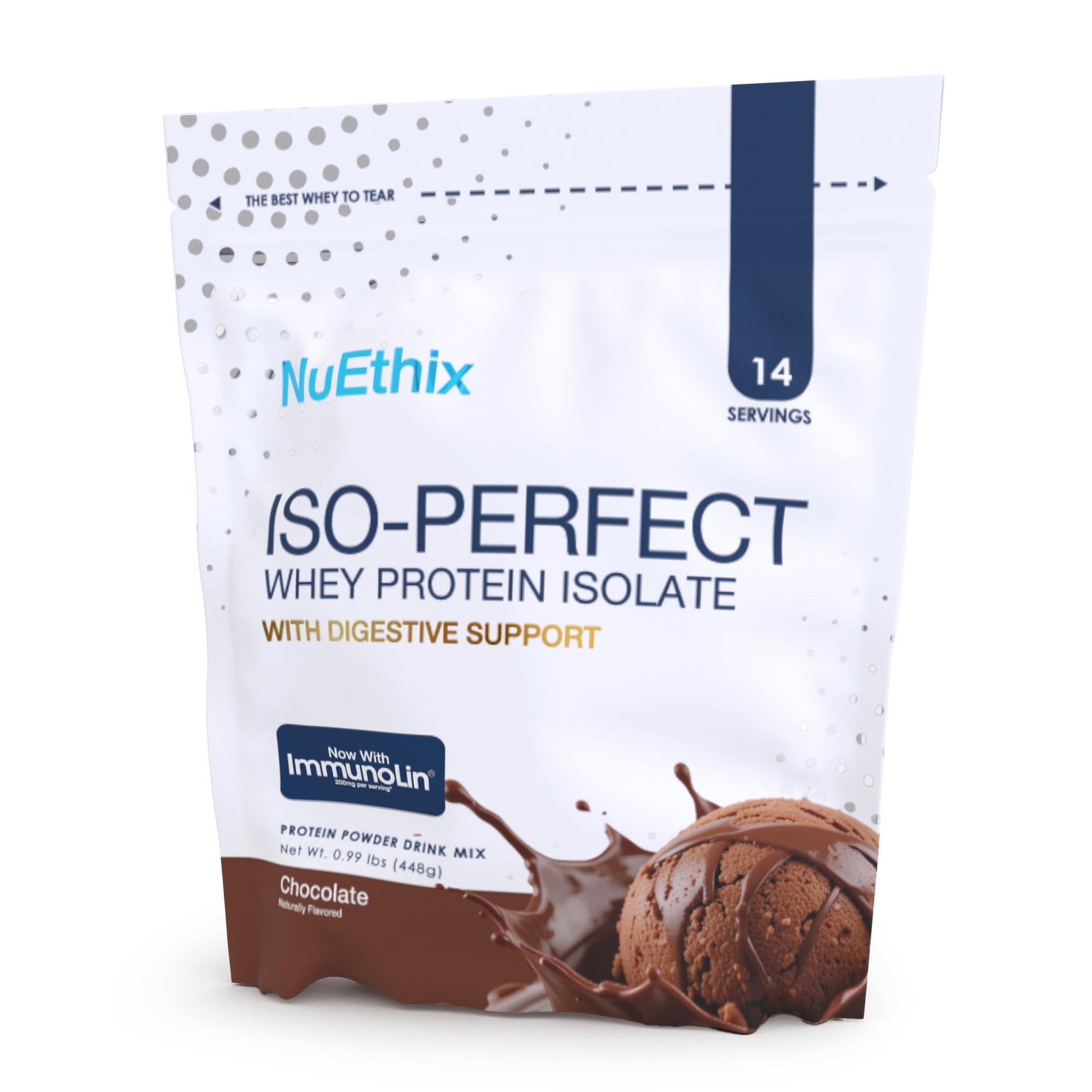NuEthix Formulations ISO-Perfect with Digestive Support Whey Protein Powder 16 Servings