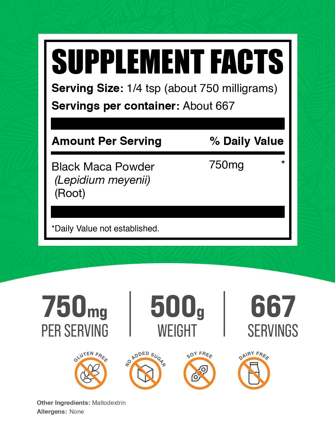 BulkSupplements Black Maca Powder, 17.6 Ounce