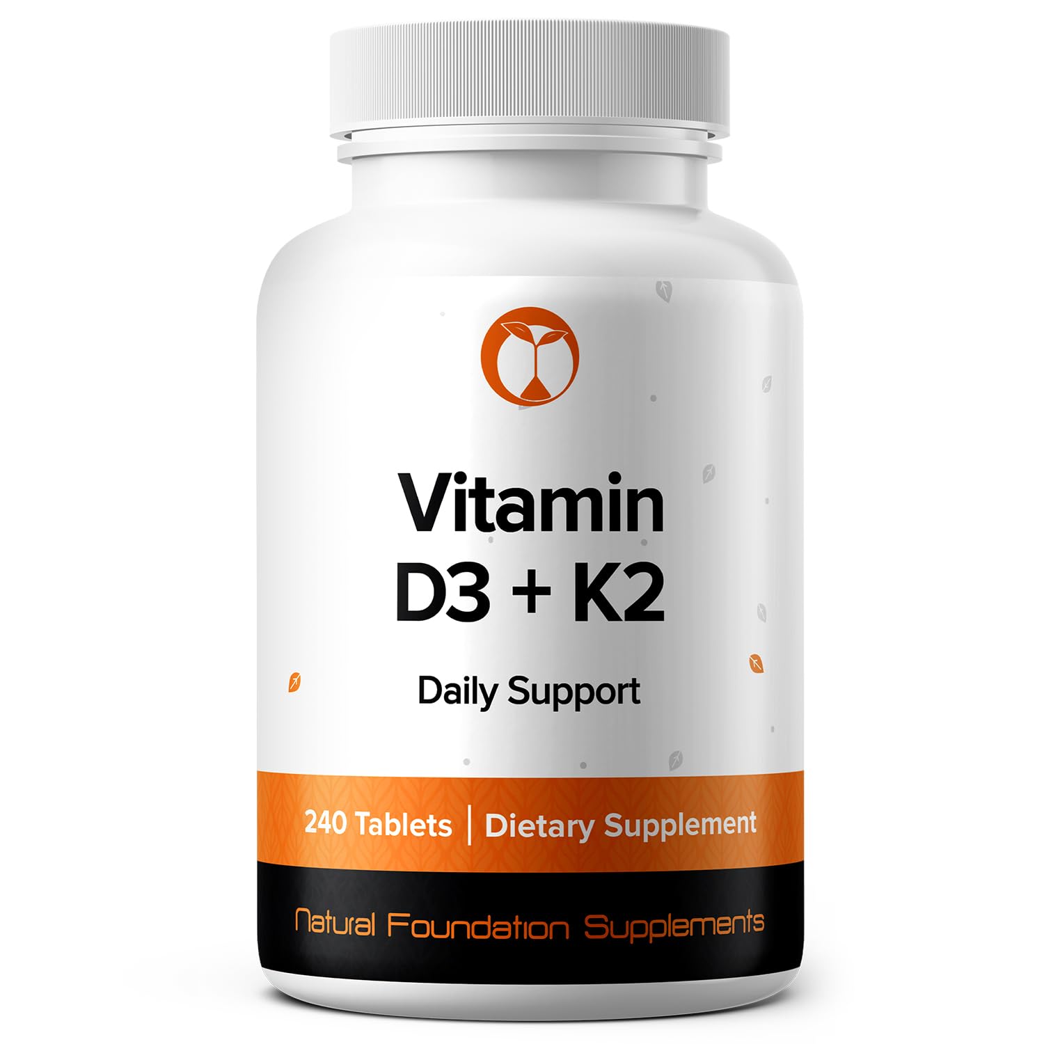 Natural Foundation Supplements Vitamin D3+K2 4000IU + 100mcg MK7 Vegetarian Tablets 240