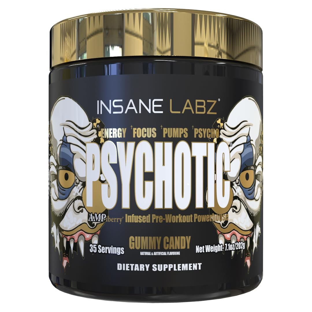 Insane Labz Psychotic Gold and Insane Veinz Gold Pre Workout Nitric Oxide Booster Stack Powder 13.6