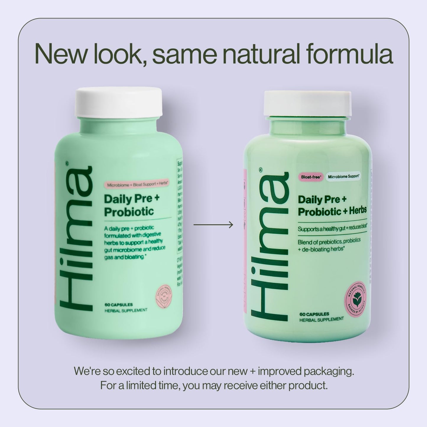 Hilma Pre and Probiotic with Herbs 60 Capsules