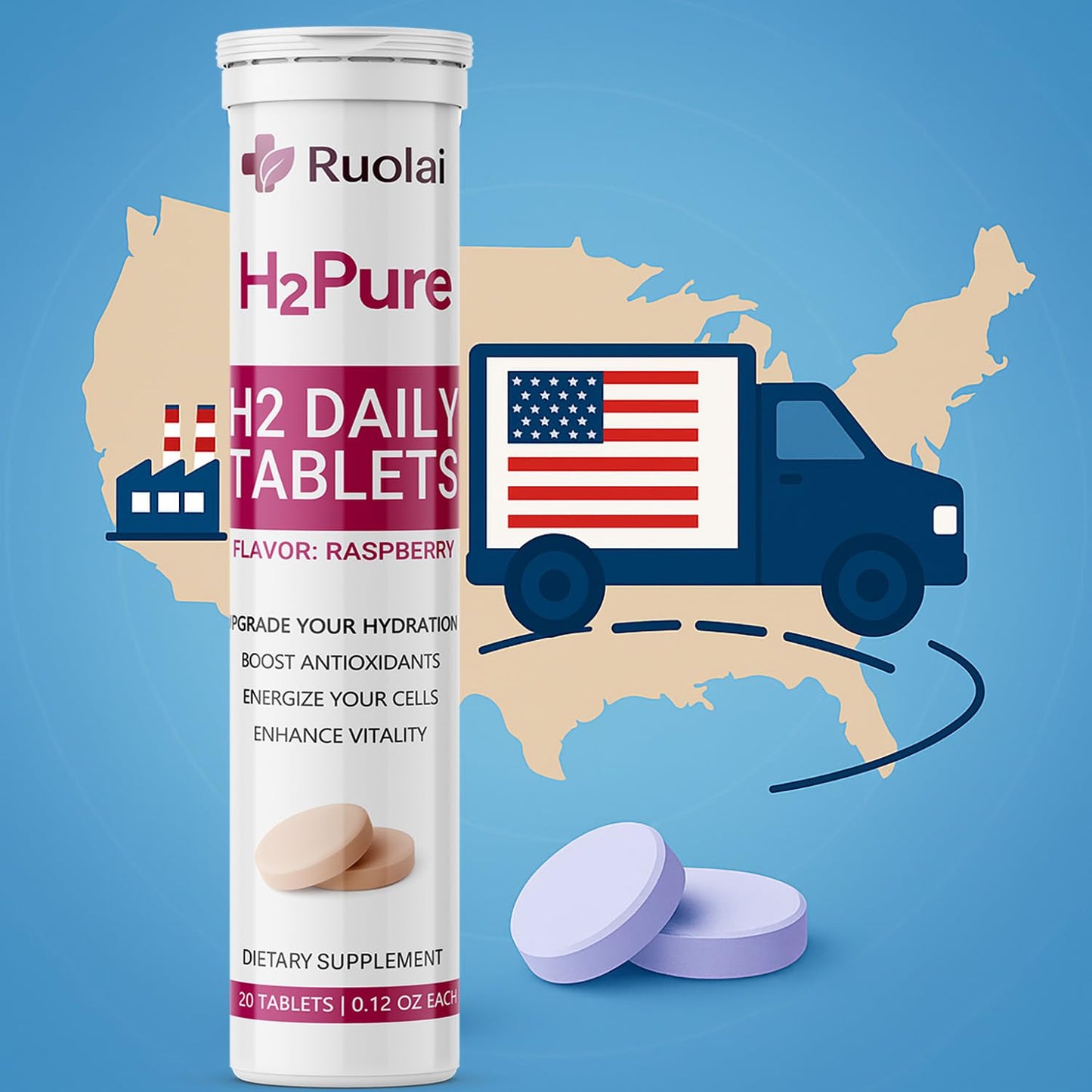 Ruolai H2pure Hydrogen Tablets – 20 Tablets