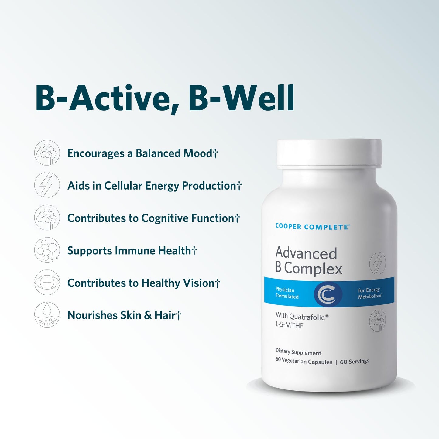 Cooper Complete Vitamin B Complex Methylated Energy & Nerve Support Capsule, 60 Capsules