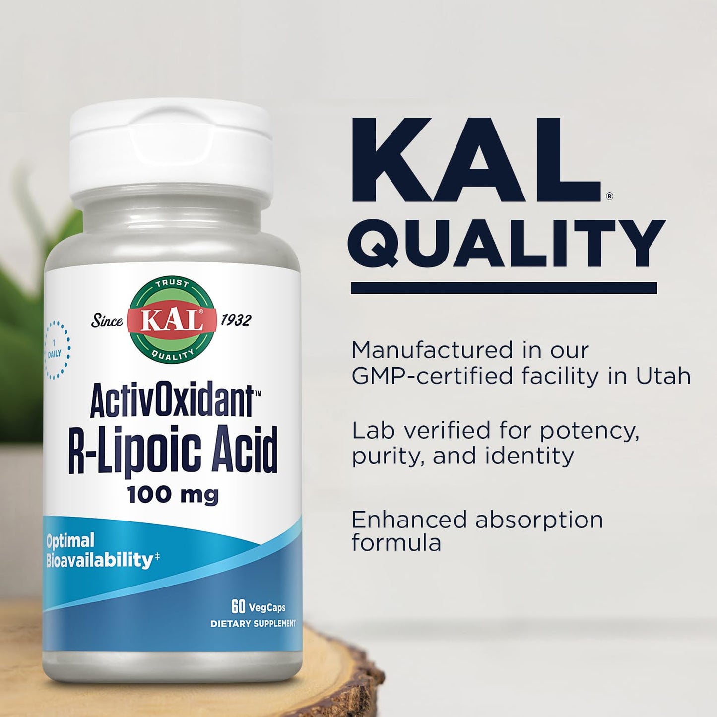 KAL R-Lipoic Acid Activoxidant 100 Mg Tablets, 60 Count