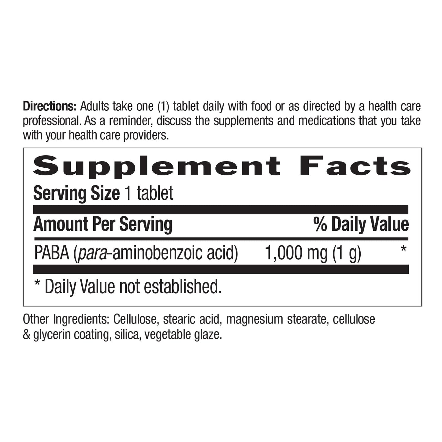 Country Life PABA 1000 mg Tablets, 60 Count