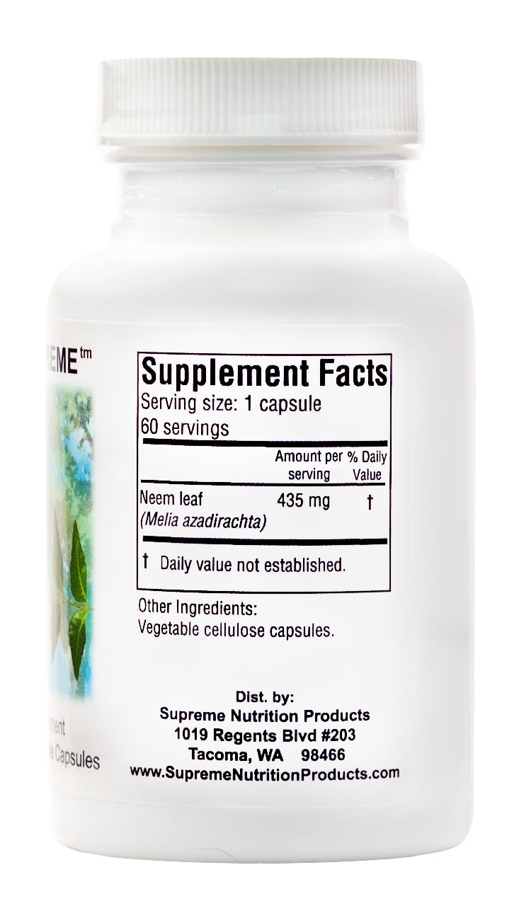 Supreme Nutrition Products Melia Supreme Neem Leaf Capsules, 60 Count
