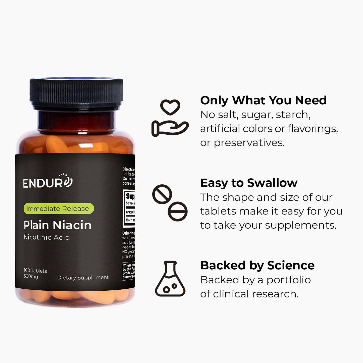 Endurance Products Niacin (Nicotinic Acid) 500mg Tablets, 100 Count