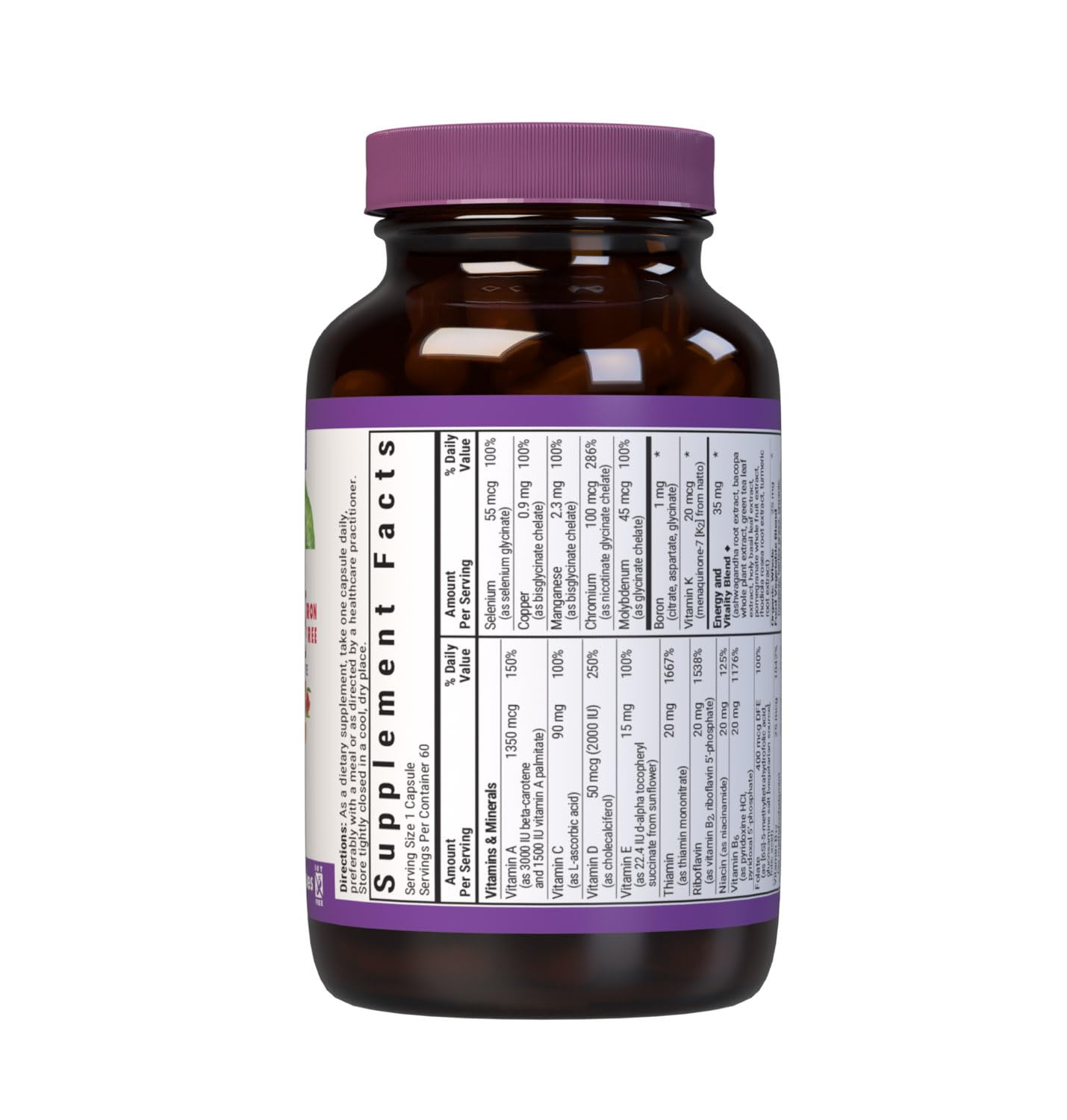 BlueBonnet Maxi One (Iron-Free) Whole Food Multiple 60 Capsules