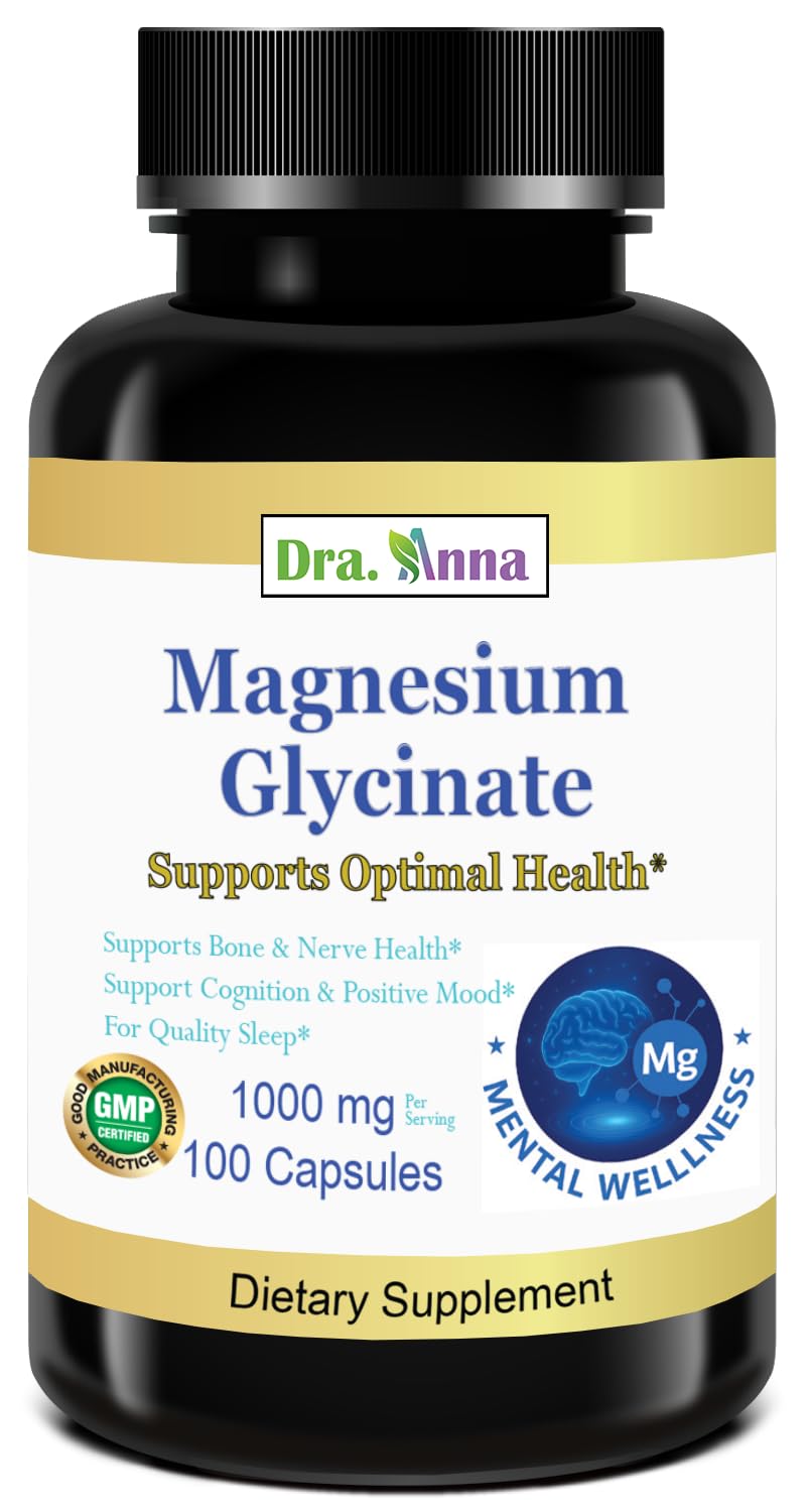 DRA. ANNA Magnesium Glycinate 500mg Capsule, 100 Count