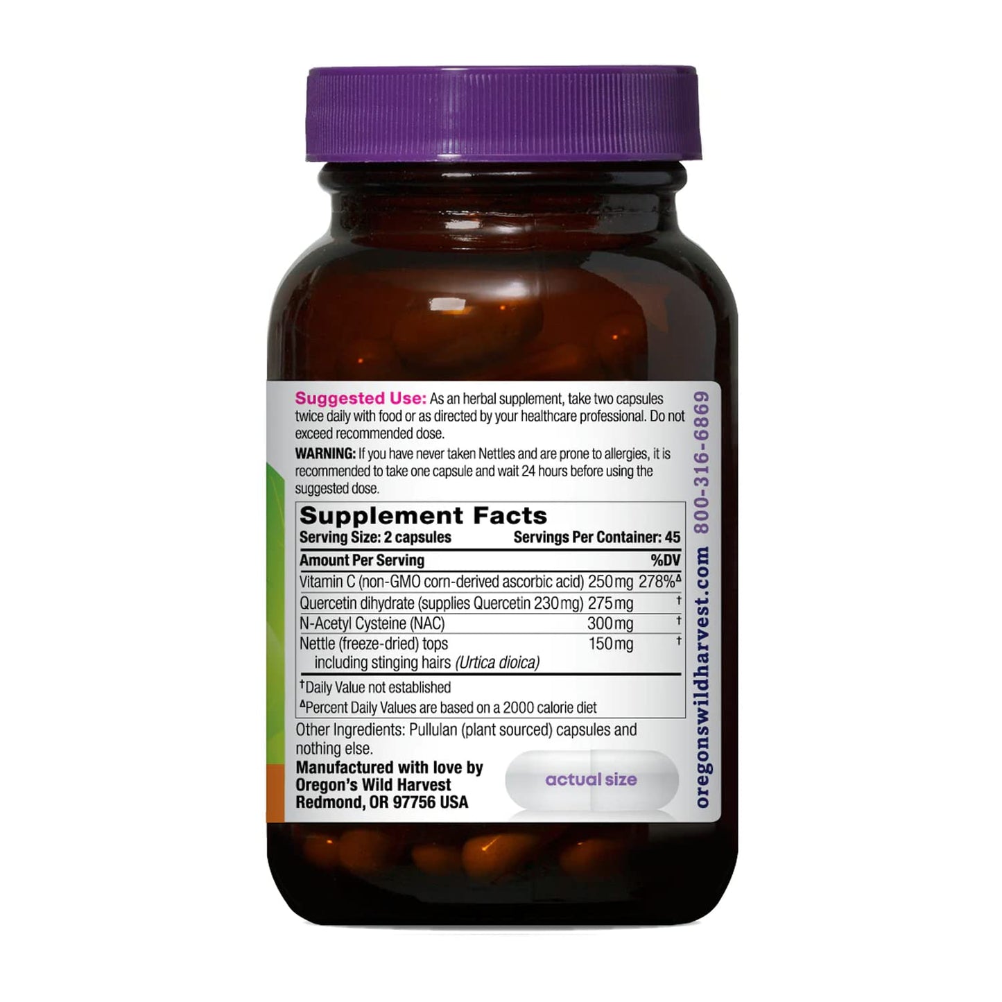 Oregon's Wild Harvest Aller-Aid with Quercetin Capsules, 90 Count