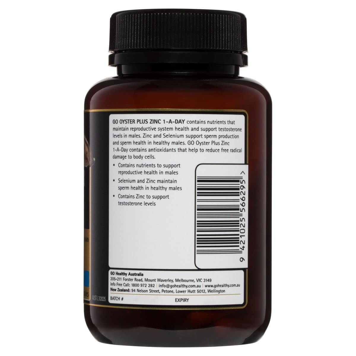GO Healthy Oyster Plus Zinc 1-A-Day Vege Capsules, 120 Capsules