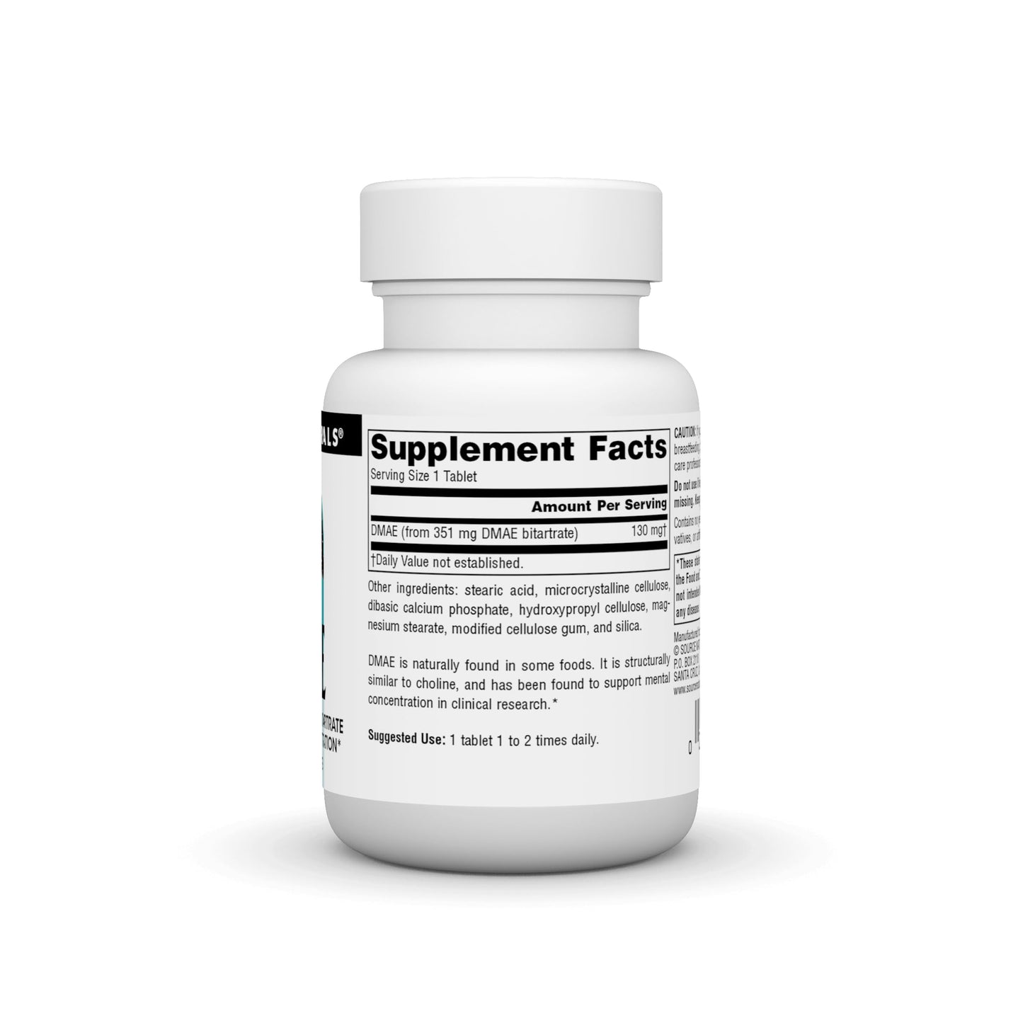 Source Naturals DMAE, Dimethylaminoethanol Bitartrate Tablets, 50 Count