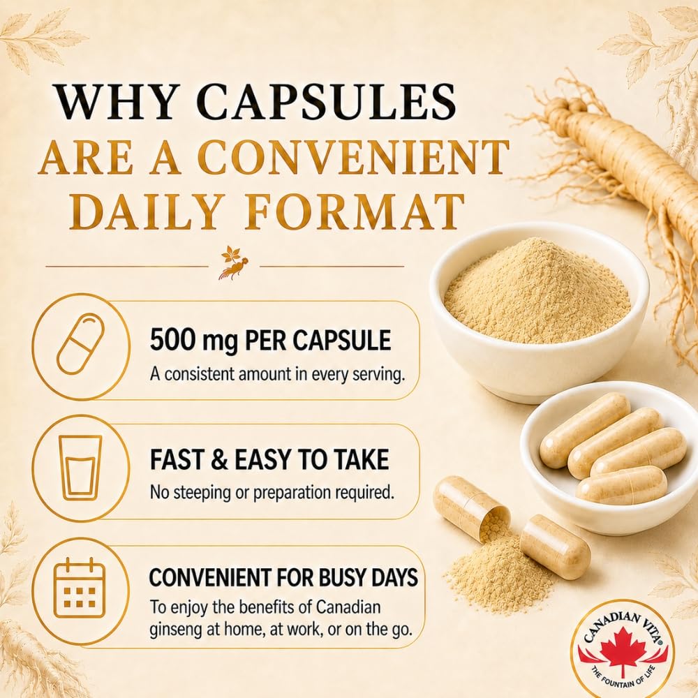Canadian Vita Ginseng Capsules 500mg, 60 Capsules