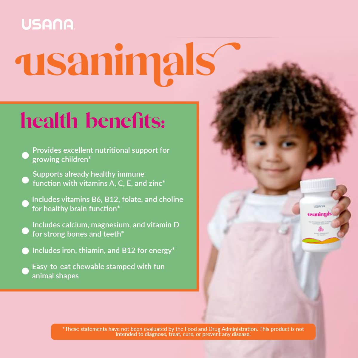 USANA Usanimals Multivitamin for Kids Chewable Tablets 56 Count