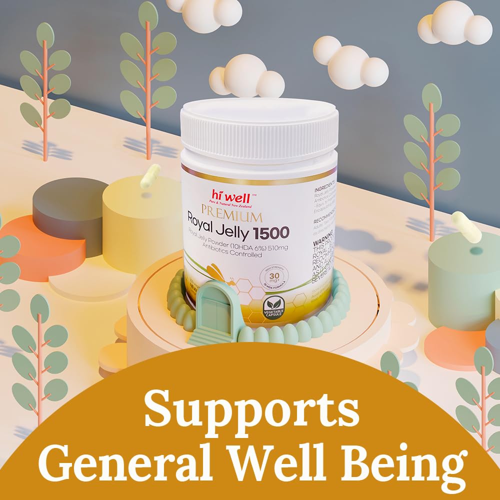 Hi Well Pure & Natural New Zealand Royal Jelly 1500 Softgel 300 Count
