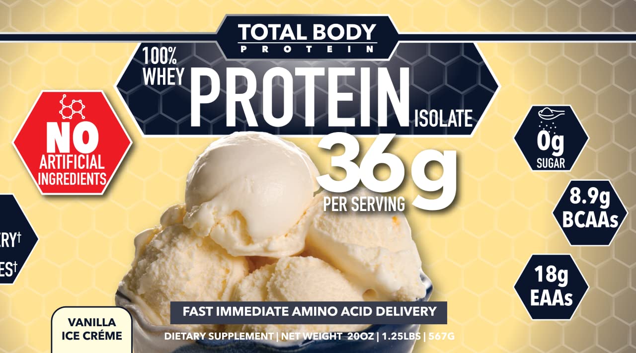 Total Body Protein 100% Whey Protein Isolate Powder, 20 Servings
