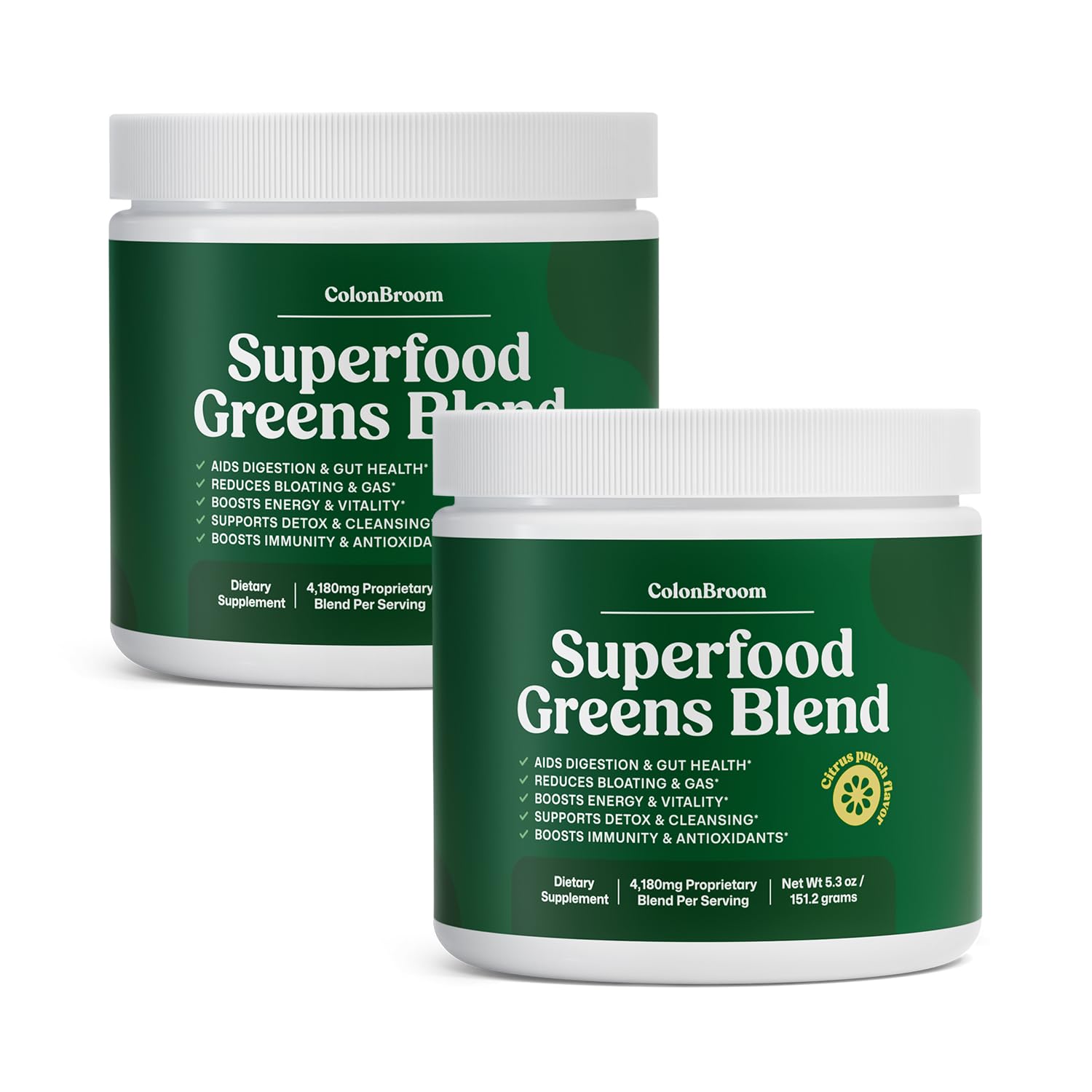 ColonBroom Superfood Greens Powder Supplement 10.6 Ounce