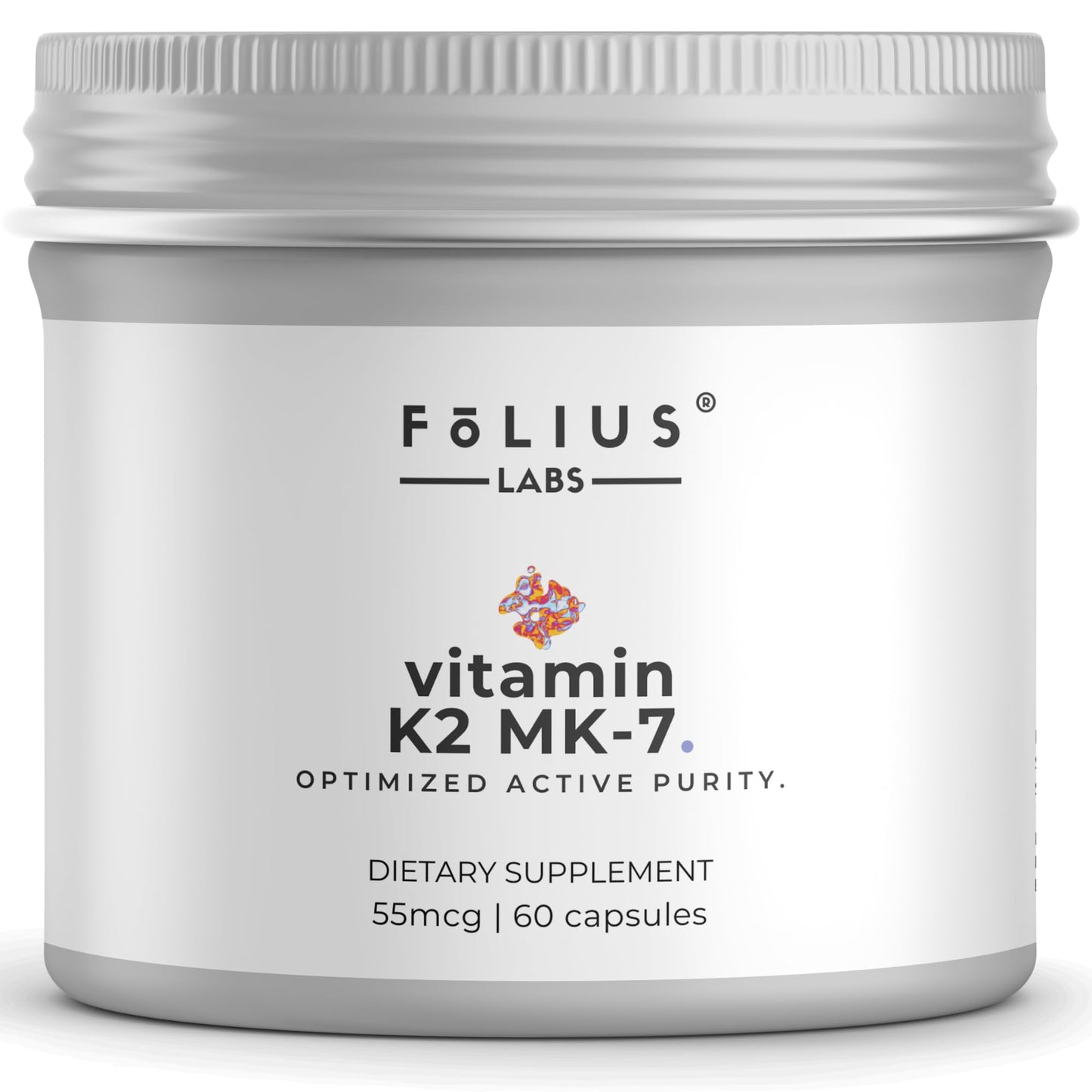 FOLIUS LABS Vitamin K2 MK-7 Supplement 55mcg Capsules, 60 Count