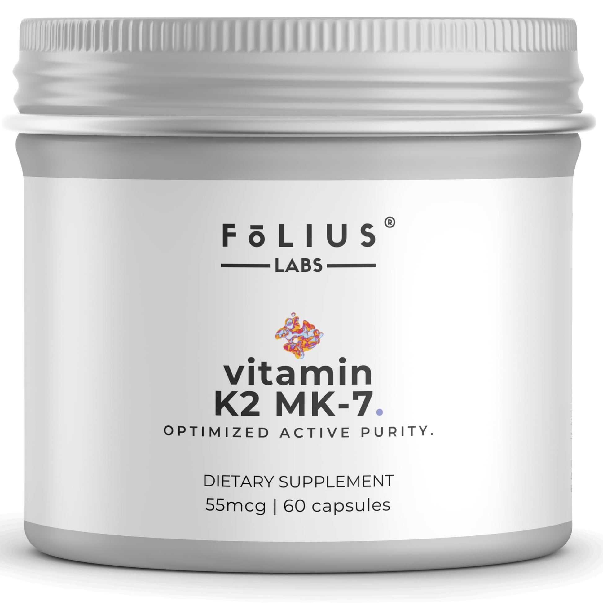 FOLIUS LABS Vitamin K2 MK-7 Supplement 55mcg Capsules, 60 Count