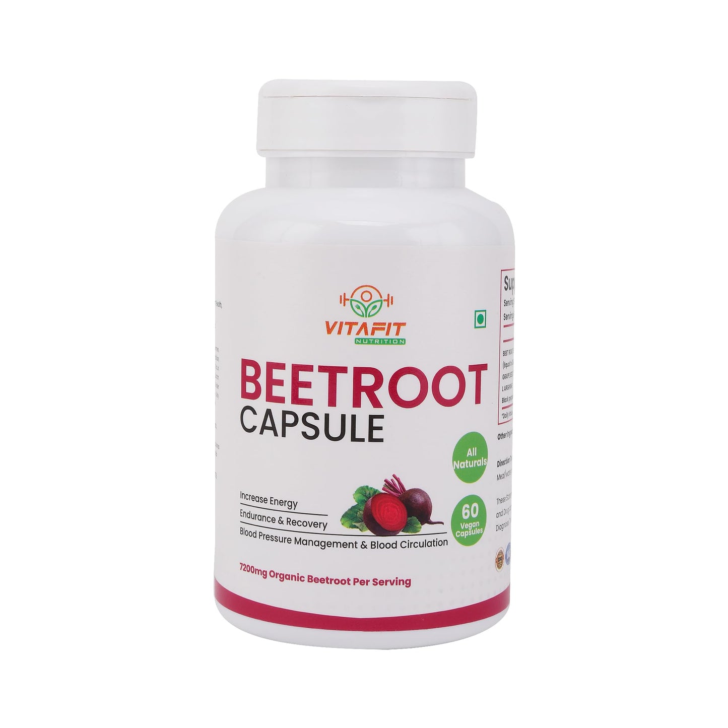 VITAFIT NUTRITION Beetroot Capsules 7200mg, 60 Capsules