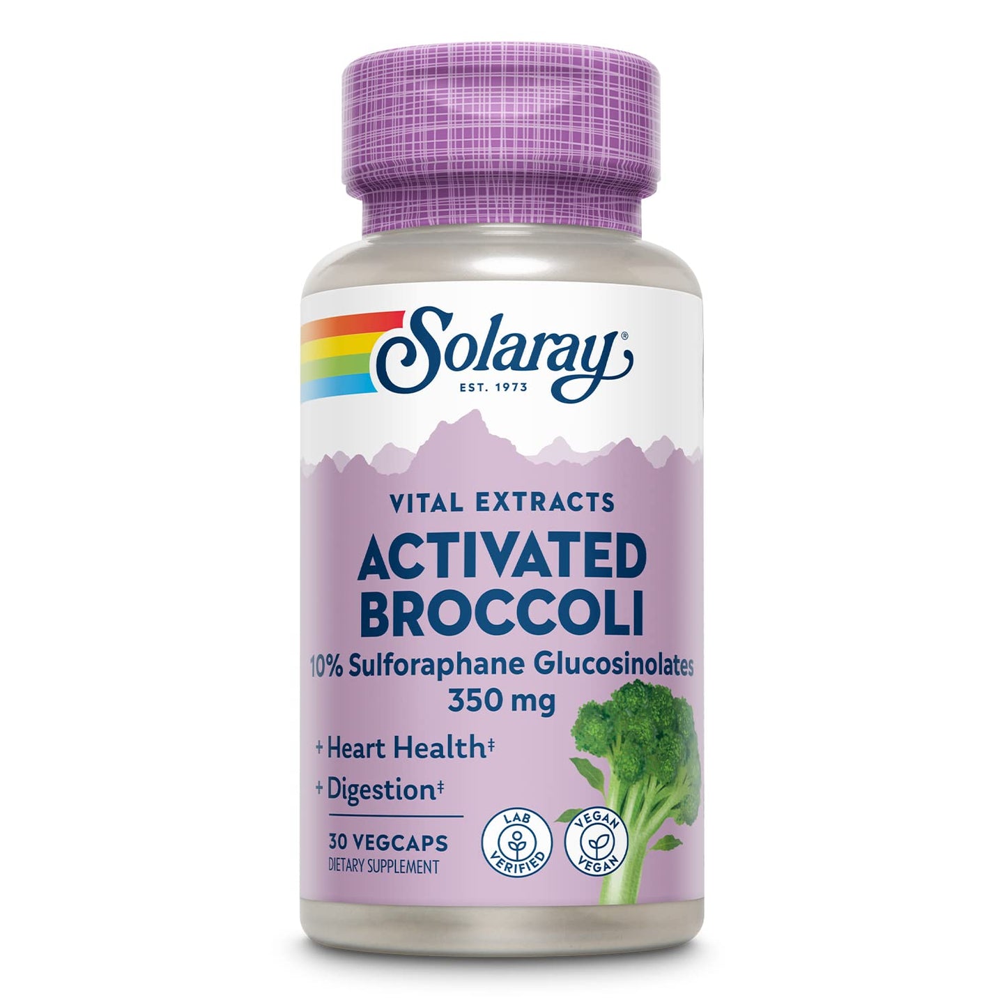 SOLARAY Activated Broccoli Seed Extract 350 mg, 10% Sulforaphane Glucosinolates for Antioxidant Support, Heart Health and Digestive Support, Vegan and Lab Verified, 30 VegCaps