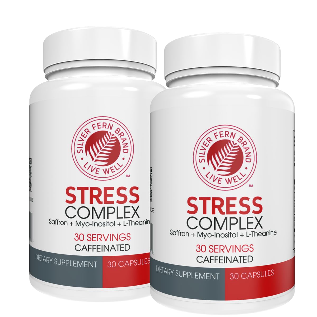 Silver Fern Stress Complex Capsule with Caffeine for Sleep, Worry & Mood Support, Saffron, L-Theanine & Myo-Inositol, Natural Stress Relief 1 Capsule