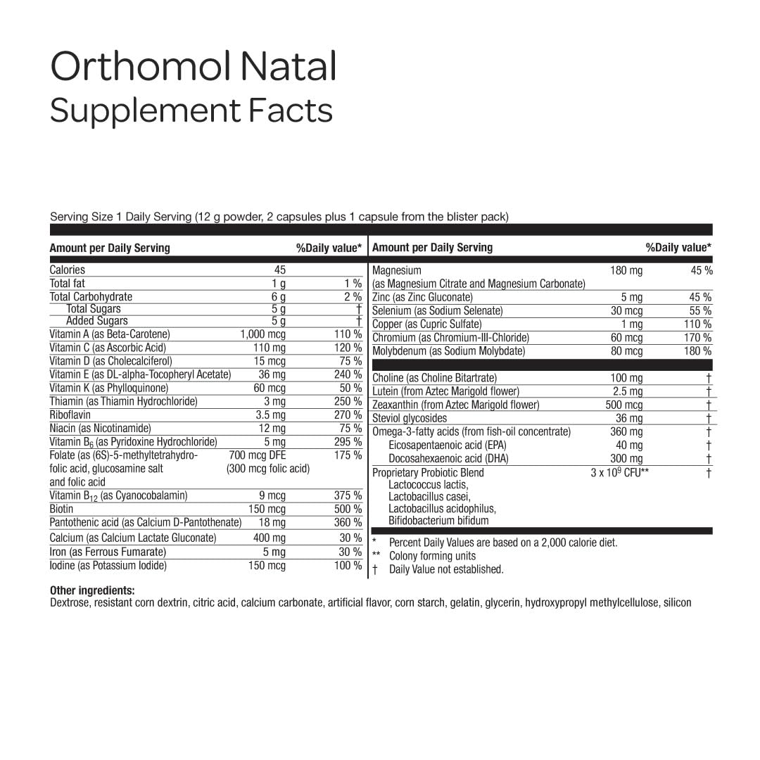 Orthomol Natal Prenatal & Breastfeeding Powder, 30 Count