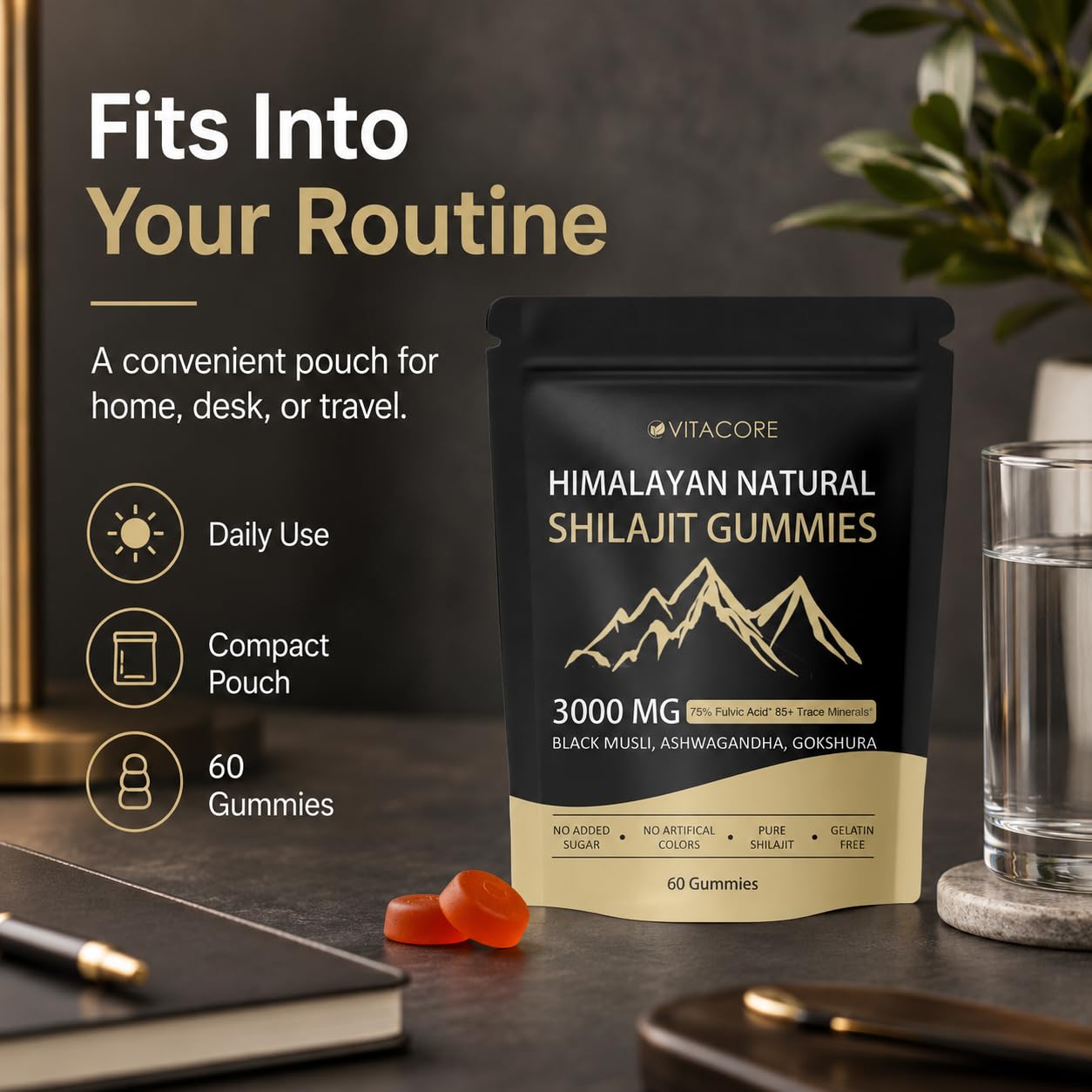 Velvra Cleanse Vitacore Himalayan Shilajit Gummies with Fulvic Acid, 60 Count