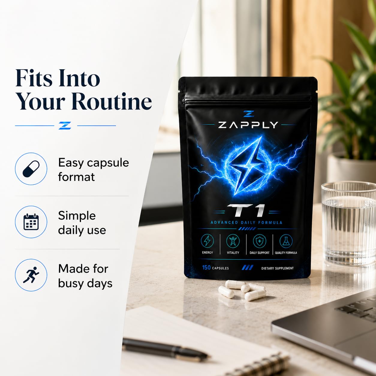 Zapply T1 Vitamin Supplement Capsules, 1 Count