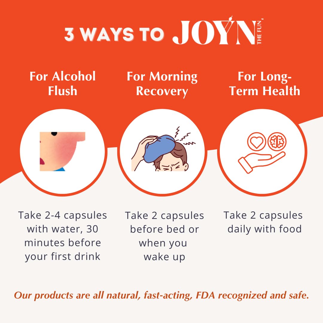 JOYN Alcohol Flush & Asian Glow Relief, Morning Recovery, Liver Support Capsules, 20 Count