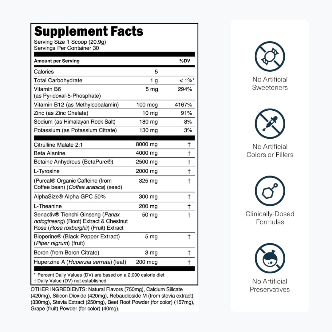 Transparent Labs Bulk Black Pre Workout Powder, Black Cherry, 30 Servings